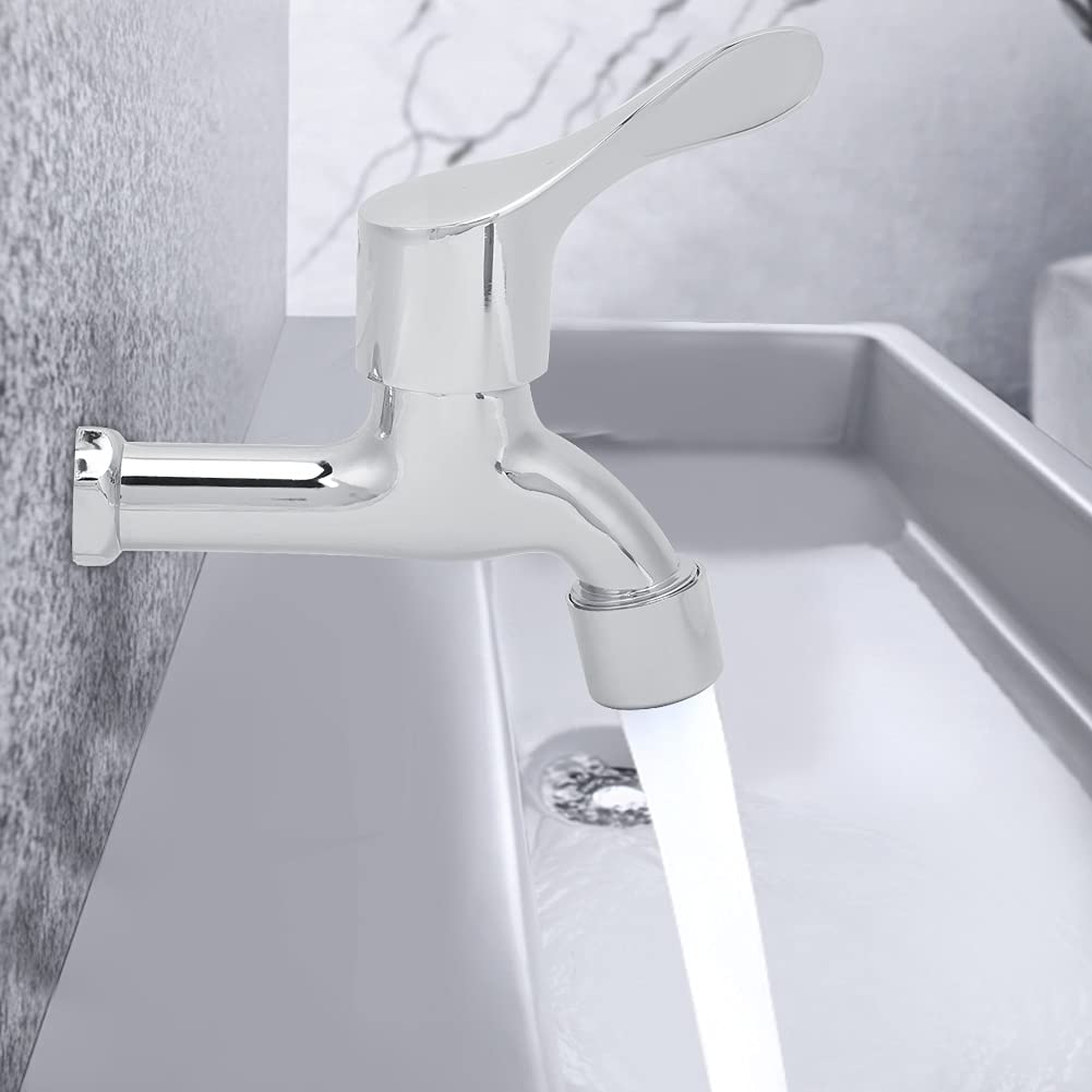 Water Tap G1 2in Zinc Alloy Chrome Plated Single Cold Water Sink Water Tap Bathroom Faucet Lavatory Washbasin — view 3