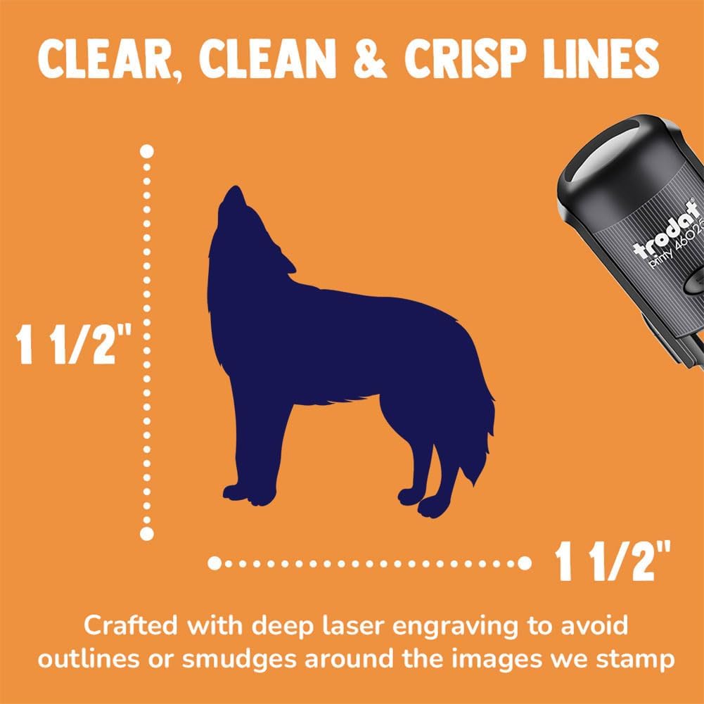 Howling Wolf Solid Self-Inking Rubber Stamp Ink Stamper for Stamping Crafting Planners - 1-1/2 Inch Large - Black Ink