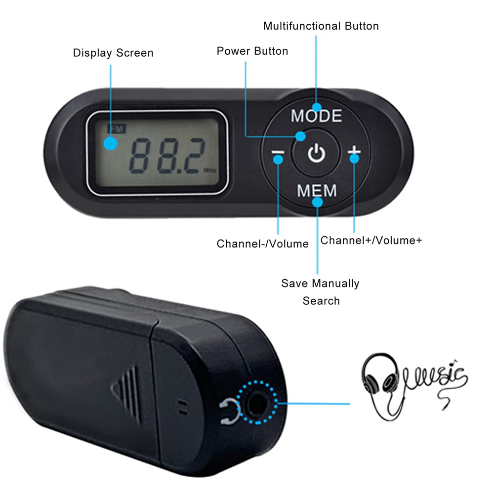 Przenośne kieszonkowe radio FM mini radio wyświetlacz LCD sport bieganie chodzenie jogging słuchawki