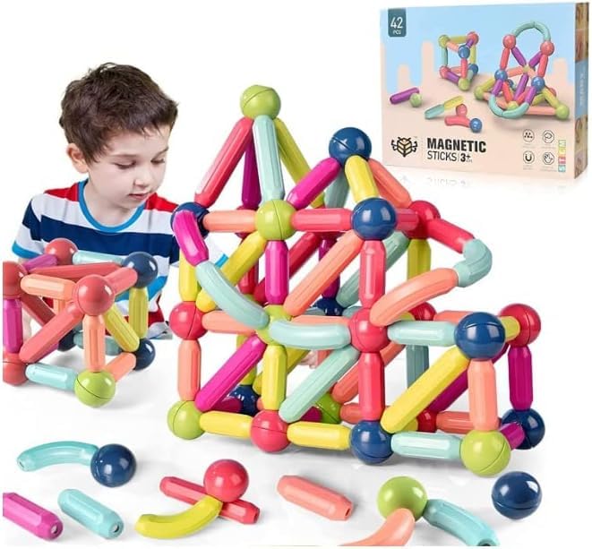 42-Piece Magnetic Building Stick Blocks