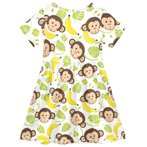 Monkey Face Banana Toddler Dress Girls Summer Short Sleeve T-Shirt Dress Casual Outfit2