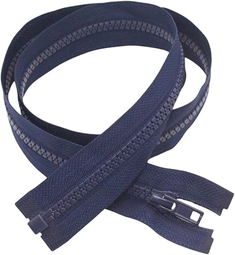 Miniatura 2 de YaHoGa 2 cremalleras separadoras #5 de 25 pulgadas para chaquetas de costura, chaqueta con cremallera azul marino, cremalleras de plástico moldeadas