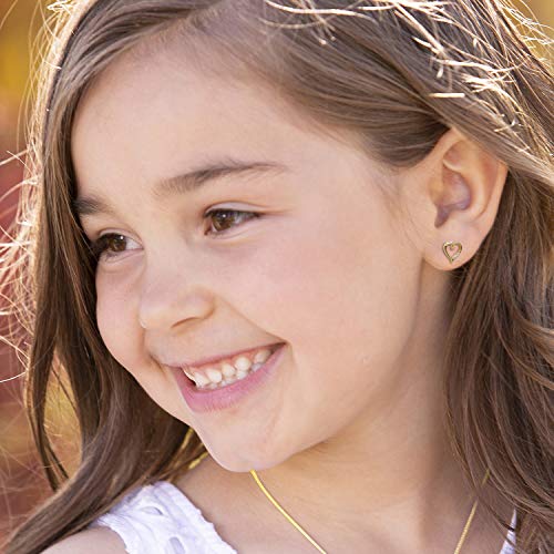 Cherished Moments Girl's 14K Gold-Plated Heart Earring with CZs and Screw Back Hypoallergenic Studs for Babies, Toddlers, and Kids2