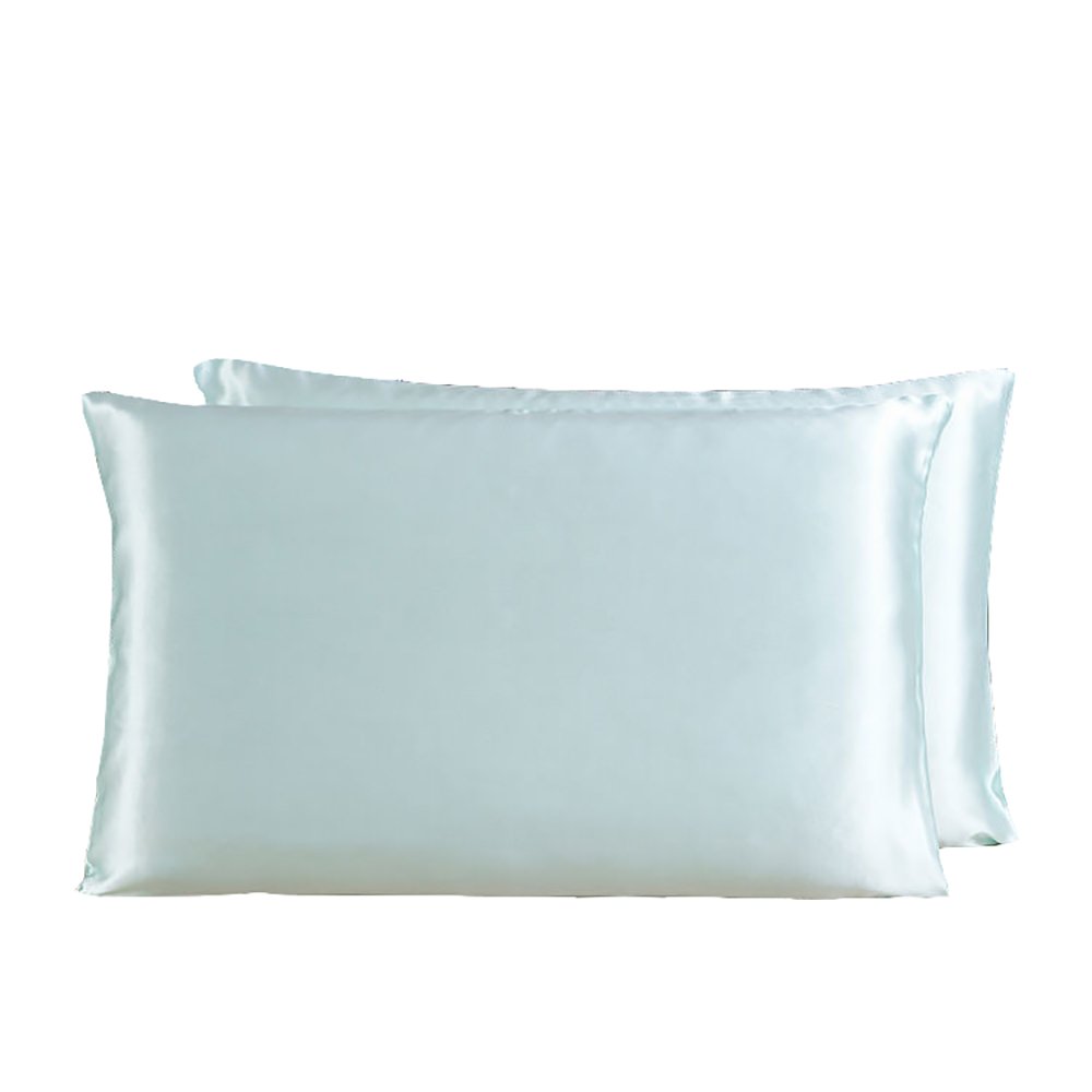 LSHARON Silk 100% 19 Momme Mulberry Silk Pillowcase With Cotton Underside 51x76cm (Light Green)