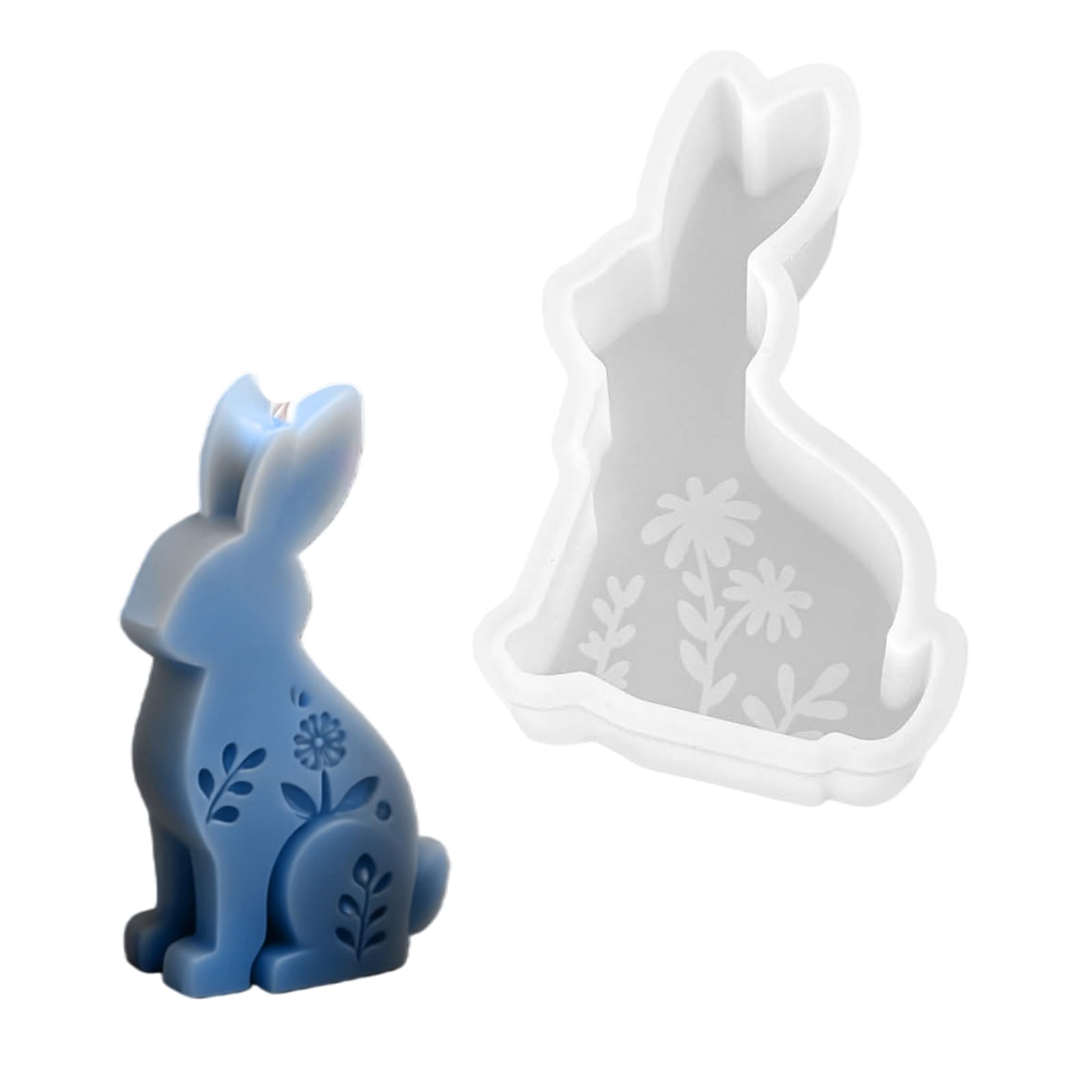 Alksubbm Embossed Flower Hare Silicone Molds Easy Demold Multipurpose Silicone for Epoxy Resin Soap Family