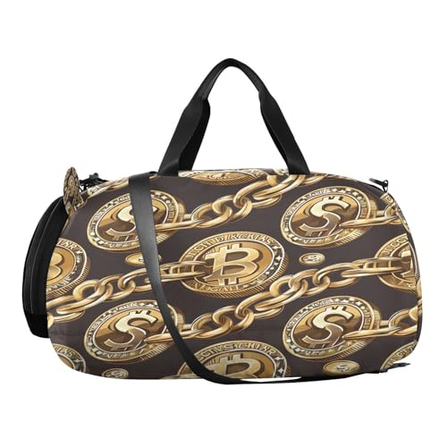 YETTASBIN Sport Travel Duffel Bag for Girls Boys, Coins Large Waterproof Weekender Overnight Bag, Detachable Shoulder Strap Gym Bag with Shoe Compartment & Wet Pocket2