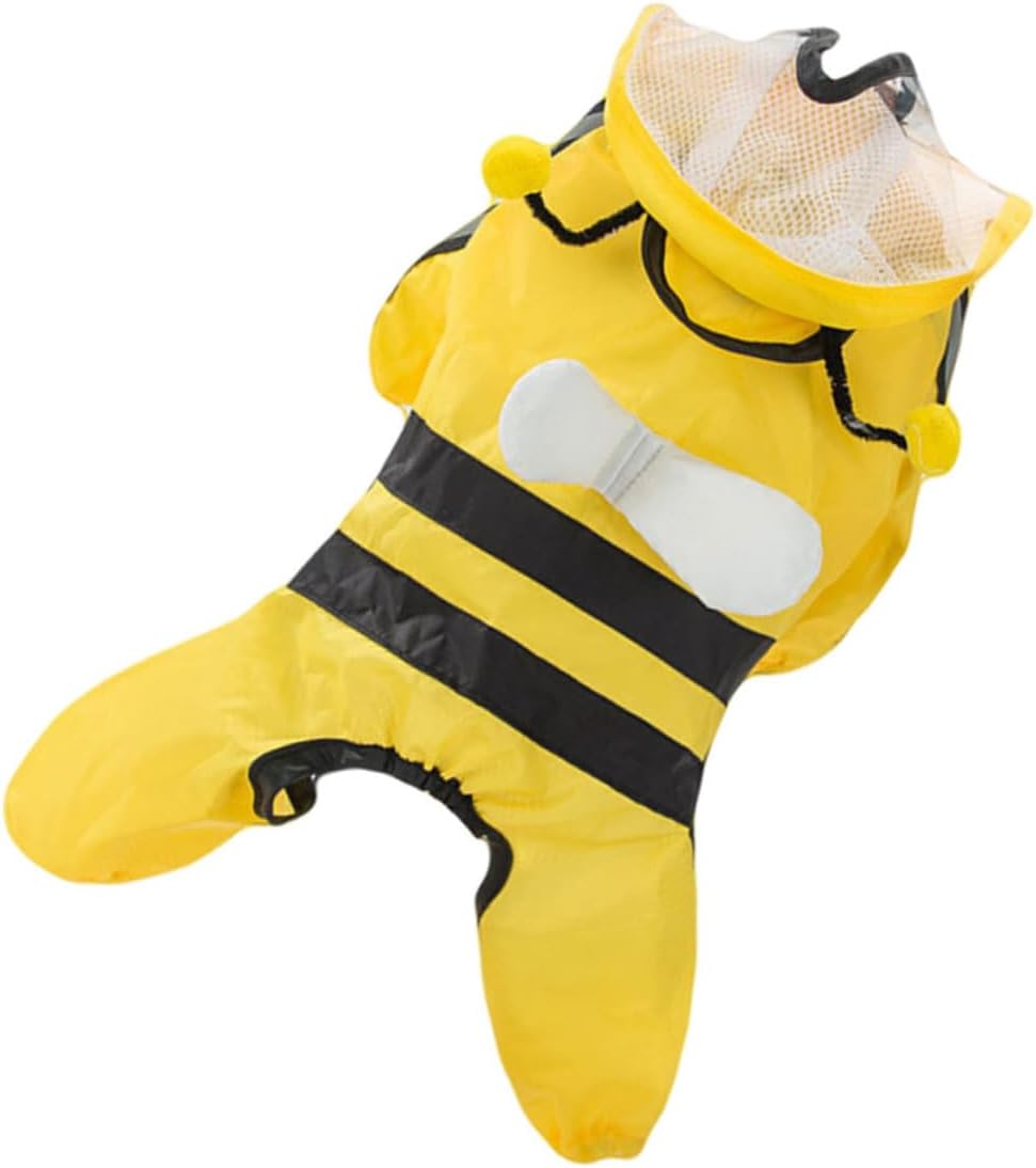 YARNOW Stylish Waterproof Hooded Pet Raincoat Bee Pattern XL Size Lightweight Dog Rain Jacket for Small to Medium Breeds