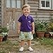 Eadrioss Toddler Baby MardiGras Clothing Set Fashionable Facewear Embroidery Short Sleeve Tops with Plaid Shorts Outfit (Purple, 12-18 Months)
