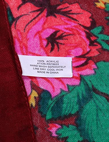 MJ SERECA Acrylic Bandana Printed Hair Scarf Square Ukrainian Head Scarf Floral Babushka Neck Scarf for Women 30"/42"/60"4