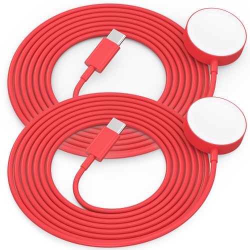 Image of 2Pack USB C for Watch Charger Magnetic Charger Wireless Portable Compatible with Watch Ultra2 Ultra Series 10 /9 /8 /7 /6 /SE /SE2 /5 /4 /3 /2 /1-[1m /Red]