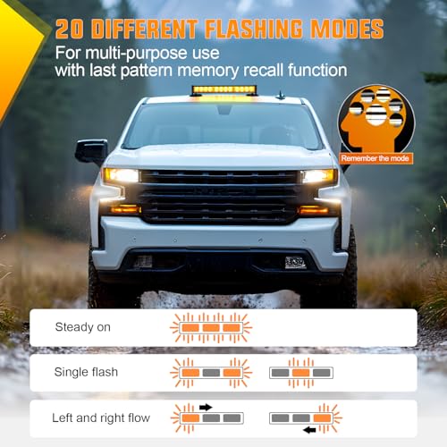 Image of Nilight 12LED Wireless Emergency Strobe Light Amber 14 Inch Magnetic Mount Mini Light Bar 12V Rooftop Powered Hazard Warning Flashing Lights for Car Truck Trailer Snow Plow Construction Vehicles