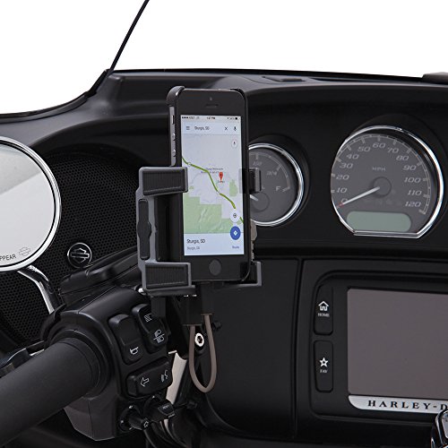 Ciro 50211 Smartphone GPS Holder (Black Perch Mount With Charger For 1984-2016 Models (Excluding 2014-2016 Street Glide Models))