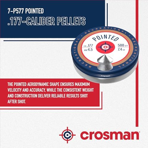 Crosman 7-P577 Pointed 0.177 Caliber Airgun Pellets (500-Count) - 1