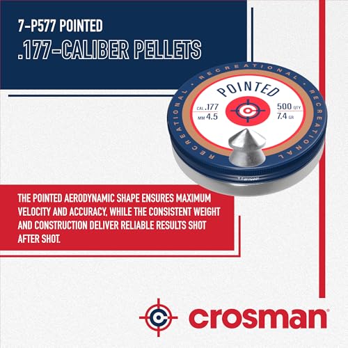 Image of Crosman .177-Caliber Pointed Lead Pellets for Air Rifles and Air Pistols - 500 Count Tin - Lead