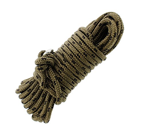 Nylon Braided Rope & Carabiner 3/8 Inch x 50 Feet 220 lbs Pound – Cleat Tensioner Rigging Device Tie Down Strap Anchor