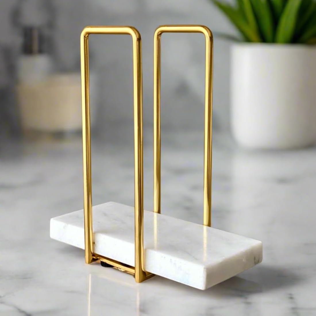 MASON HOME Imperial Napkin Holder White & Gold - 1pc - L 25.4" x B 17.8" x H 7.6" | Bathroom - Kitchen - Bedroom - Washbasin | Towel - Kitchen Roll - Paper Towel | Home Décor | Organizer | Stand 1
