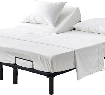 SLEEP-NEST 28" Inch Top Split California King Flex Head Sheet Set for Adjustable Bed 4 Piece Sheets 16" Inch Deep Pocket 100% Egyptian Cotton Half Split 600TC Breathable, Cal-King - White
