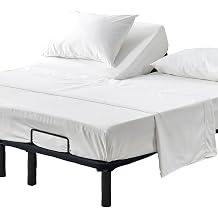 SLEEP-NEST 28" Inch Top Split California King Flex Head Sheet Set for Adjustable Bed 4 Piece Sheets 16" Inch Deep Pocket 100% Egyptian Cotton Half Split 600TC Breathable, Cal-King - White