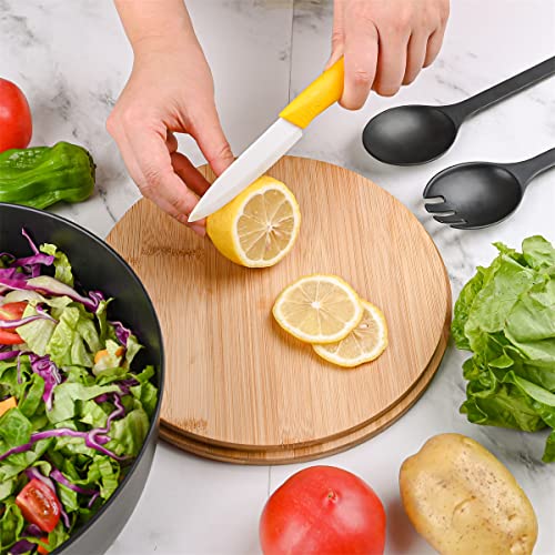 Lovyanxue Salad Bowl With Lid, 9.8" Large Salad Bowl Set With Lid Spoon Fork, Natural Bamboo Fiber Salad Bowl And 4 Small Bowls For Salad, Fruits, Vegetables, Pasta, Popcorn #TOP3
