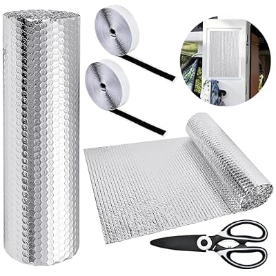 Supkiir RV Window Shade Reflective Insulation Roll, 20 Ft x 15.6 in DIY Double-Sided Aluminium Foil Heat Blocker, RV Sunshade Skylight Cover for Motorhome Car Truck Travel Trailer Attic Garage Door