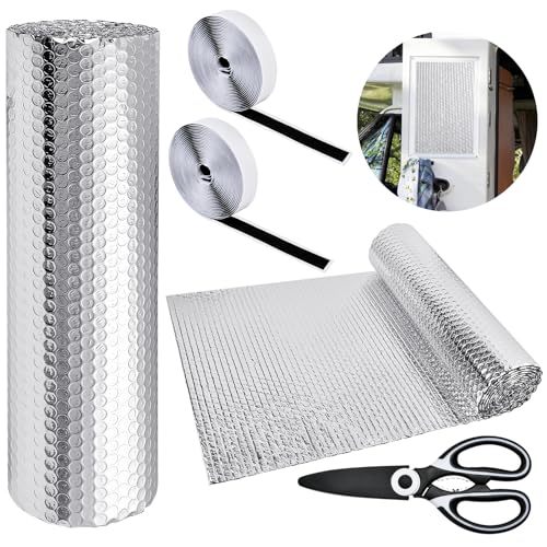 Supkiir RV Window Shade Reflective Insulation Roll, 20 Ft x 15.6 in Double Sided Aluminum Foil Heat...