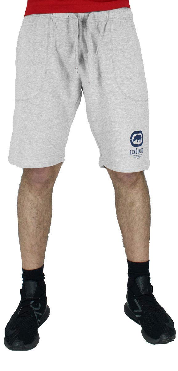 Ecko Men's Designer Cotton Casual Summer Shorts, Black, Blue, Navy, Grey (Large, Grey/Blue)