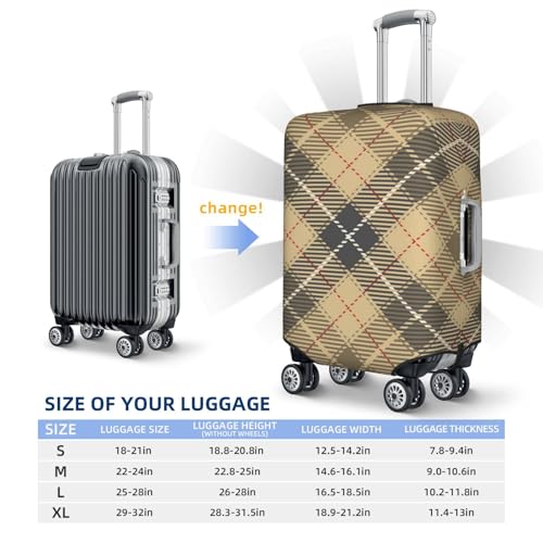 Tartan-Red-Brown-Beige-And-White-Plaid-Tartan-Flannel-Shirt-S-Tre Luggage Cover, Protective Washable Suitcase Cover - Travel Fashion Elastic Suitcase Protector X-Large3