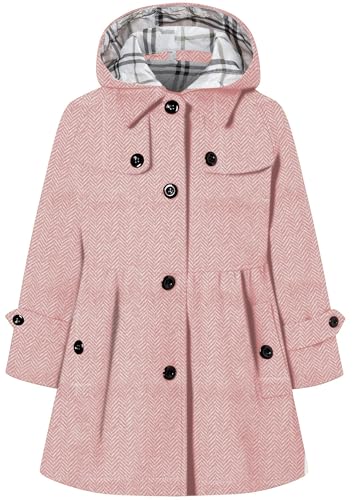 Image of Betusline Girls' Dress Coat, Kids Hoodie Wool Blend Coats Fall Winter Outerwear Peacoat,2-14 Years