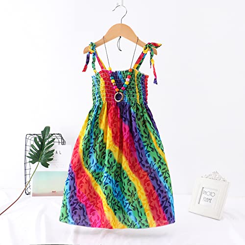 Toddler Baby Kids Girls Sleeveless Strap Summer Beach Dresses Casual Clothes White Sleeveless Clothes Independence Day2
