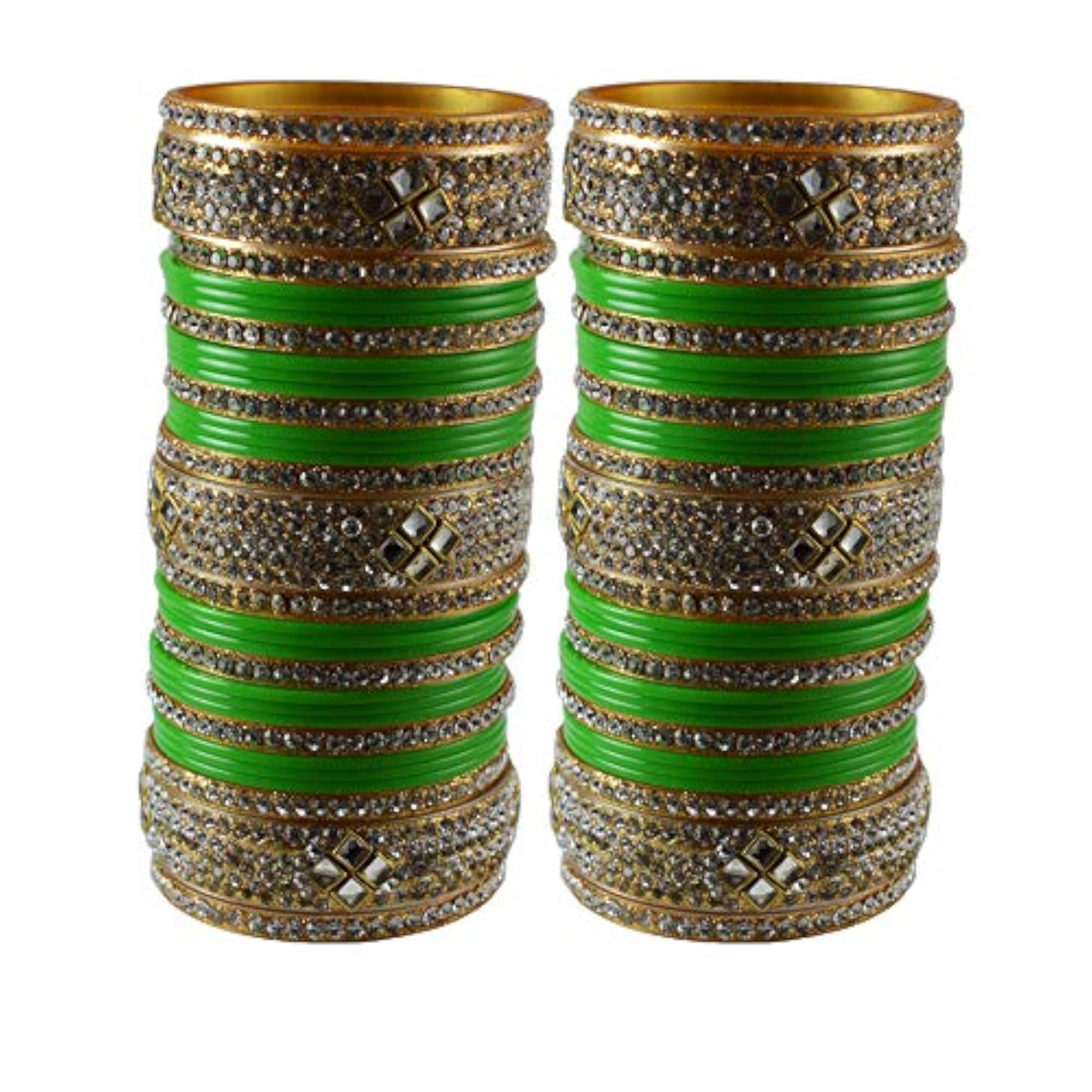 Women's Light Green Stone Acrylic Stud Bangle, Everyday Wear