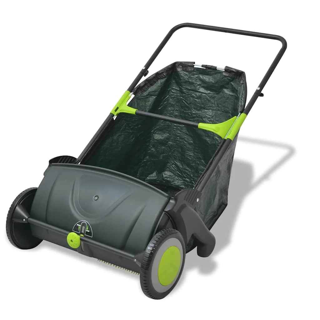 'vidaXL Lawn Sweeper 103 L - Easy to Use and Adjustable, Ideal for Grass, Leaves, Small Branches Removal - Black and Green with Sturdy Materials