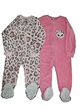 Schlafanzug Fleece 2-er Pack Einteiler mit Füßen 92-98 pink rosa Mädchen Girl