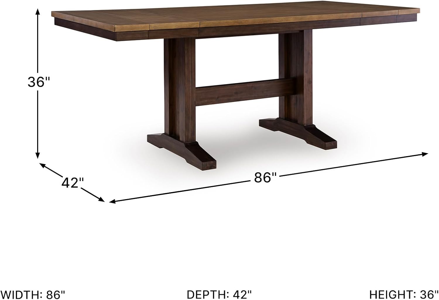 Signature Design by Ashley Sharlander Transitional Counter Height Dining Extension Table with 2 Removable End Leaves, Seats Up to 8, Light Brown & Dark Brown