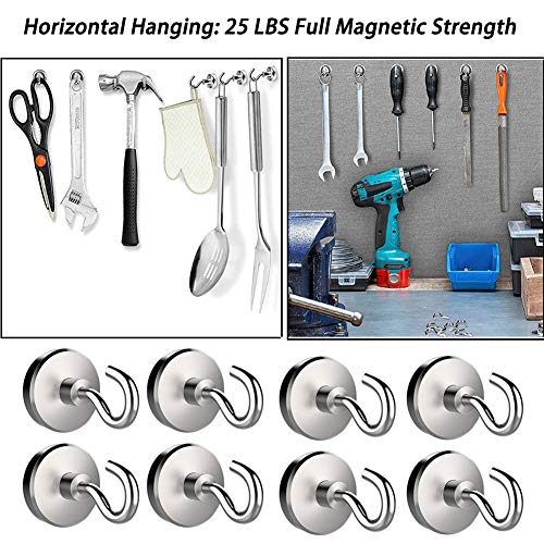 Youngneer 100LB Magnetic Hooks Heavy Duty for Hanging BBQ Grill Utensils Tools Coat Wreaths Outdoor Strong Neodymium Rare Earth Magnets Hook Hangers for Refrigerator Locker Cruise Cabins