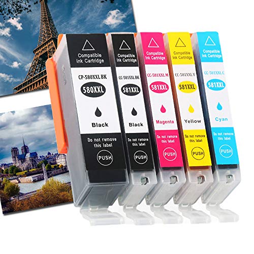 Karl Aiken 5PACK PGI-580 CLI-581 XXL Cartouches d'encre Compatible pour Canon Pixma TR8550 TR7550 TS6150 TS6151 TS6250 TR 7550 TR 8550 TS 6150 TS9550 TS9551C Cover