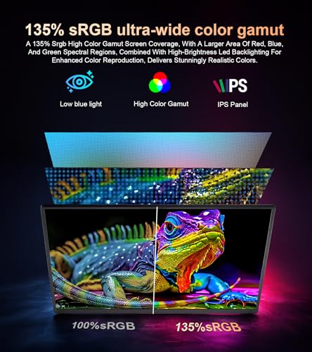 Image of 4K Portable Monitor - 15.6 inch UHD 3840 * 2400 16:10 450 Nits 135% sRGB IPS Screen with 2 USB-C & HDMI Ports for Laptop /Mac /PC /PS5 /Xbox with Speakers Stand,VESA Compatible(Metallic Black)