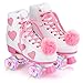 Ruthfot Women's and Girl's Classic Roller Skates with Light up Wheels and Love Heart Pattern, High-top PU Leather Rollerskates…