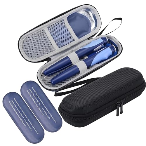 JEONEKID Estojo Térmico Para Caneta De Insulina Com 2 Bolsas Gelo Reutilizáveis, Organizador Medicamentos Diabéticos E Outros Suprimentos, Uso Diário Em Viagens (Preto)