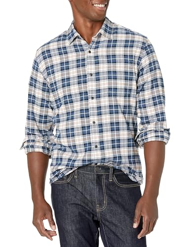 Amazon Essentials Herren Langarmhemd aus Flanell (in Übergröße erhältlich), Mehrfarbig Check Plaid, L Amazon Essentials Herren Langarmhemd aus Flanell (in Übergröße erhältlich), Mehrfarbig Check Plaid, L
