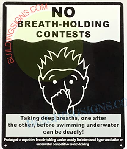 Señal para piscina NO BREATH HOLDING CONTESTS 10x12 in miniatura 1