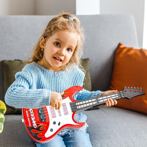 Image of VGRASSP 4 String Rockband Guitar Toy for Kids with Cool Lights and Dynamic Music - Color As Per Stock (21 Inch Electric Guitar)