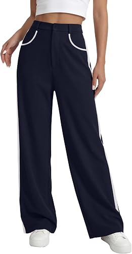 LYANER Women's Zipper High Waisted Wide Leg Dressy Casual Trousers Pants with Po