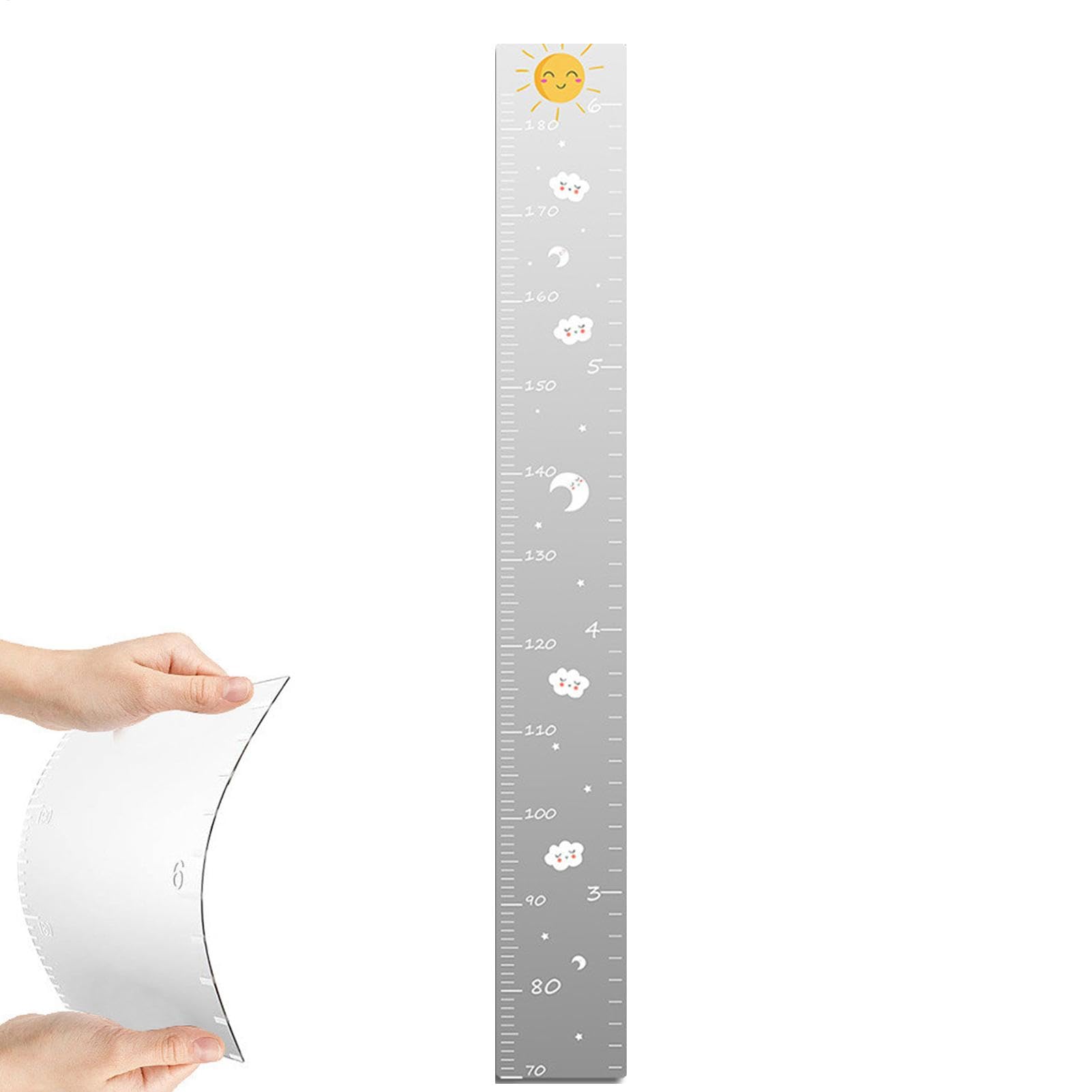 Grafico di crescita con specchio per bambini - Misuratore di altezza da parete decorativo con adesivi