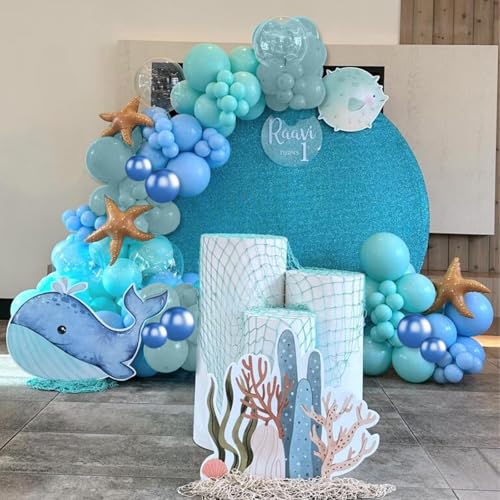 Sowide Under The Sea Balloons, 12 Inchs Turquoise Teal Blue Clear Metallic Balloons For Kids Ocean Shark Under The Sea Themed Pool Party Baby Shower Birthday Beach Decorations thumb #5