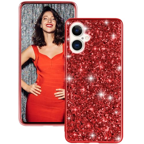 Coque silicone iPhone 16 Plus Fiyer pailletée rouge mate antichoc