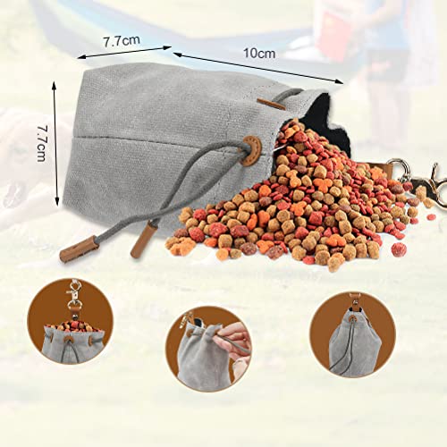 TMBMLPP Leckerlibeutel für Hunde, Futterbeutel Hunde, Schrumpftaschen mit Clip Schnalle, Hundebeutel Leckerli, Futtertasche, für Haustierspielzeug, Leckereien, für Welpen-Training Reisen, Gehen -Grau