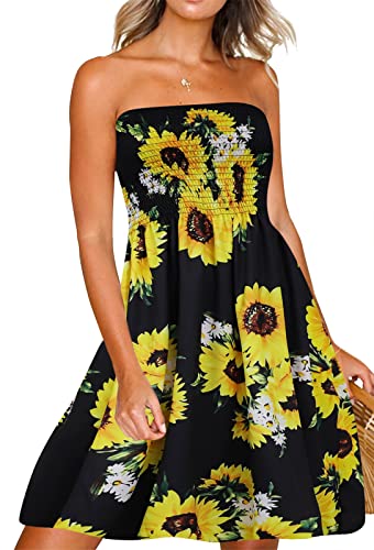 Image of Zyyfly Womens Summer Beach Dresses Strapless Cover Ups Dress Tube Top Sundresses