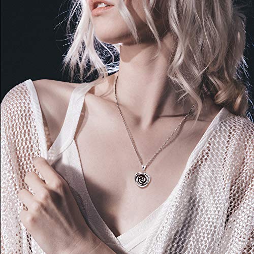 Sterling Silver Rose Flower Cremation Urn Pendant Necklace Keepsake Ashes Memorial Jewelry for Women2