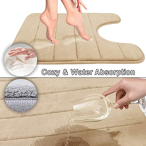 Yimobra Bath Toilet Mat 51 x 61 cm, Non-Slip Memory Foam U-Shaped Contour Rug, Soft Comfortable Bathroom Shower Mats - Image 2