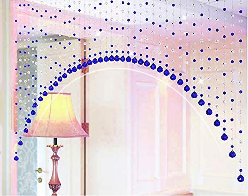 7Rock Acrylic Crystal Strings Blue Bead Curtain with 30mm Acrylic Drop (Set of 10 String)